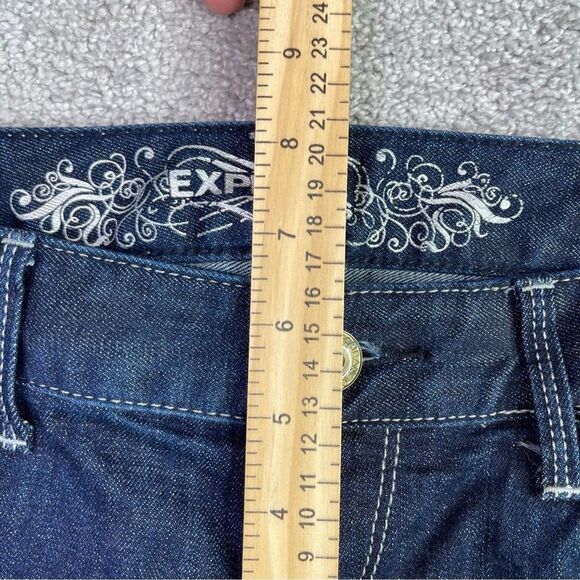 Express Jeans Women’s 26X31 Blue Bootcut Slim Fit Low Rise Dark Denim Stretch - Picture 10 of 13